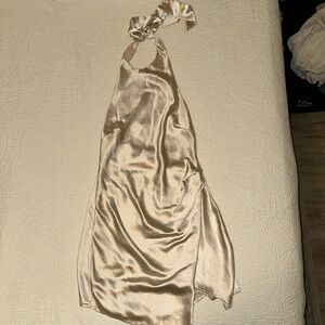 Hello Molly Champagne Satin Halter Dress